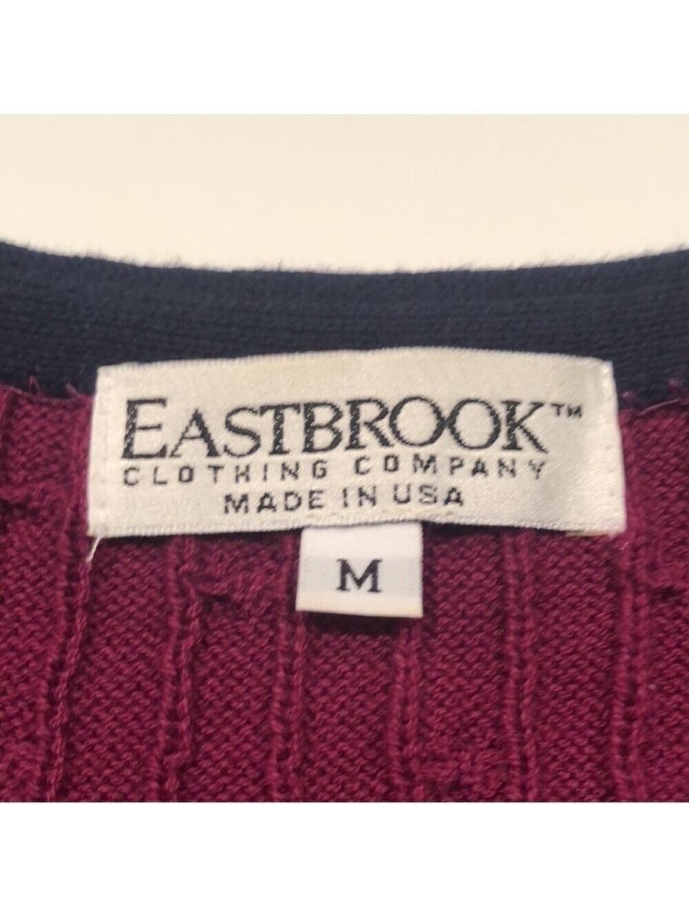 EASTBROOK Clothing Company Maroon w/ Black Trim Button Down Sweater Vest, Size M - Picture 7 of 8